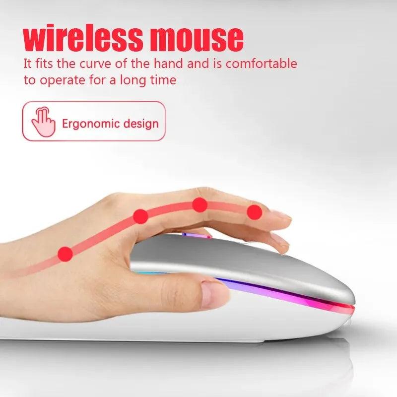 Mouse sem fio RGB recarregável Bluetooth 3600DPI