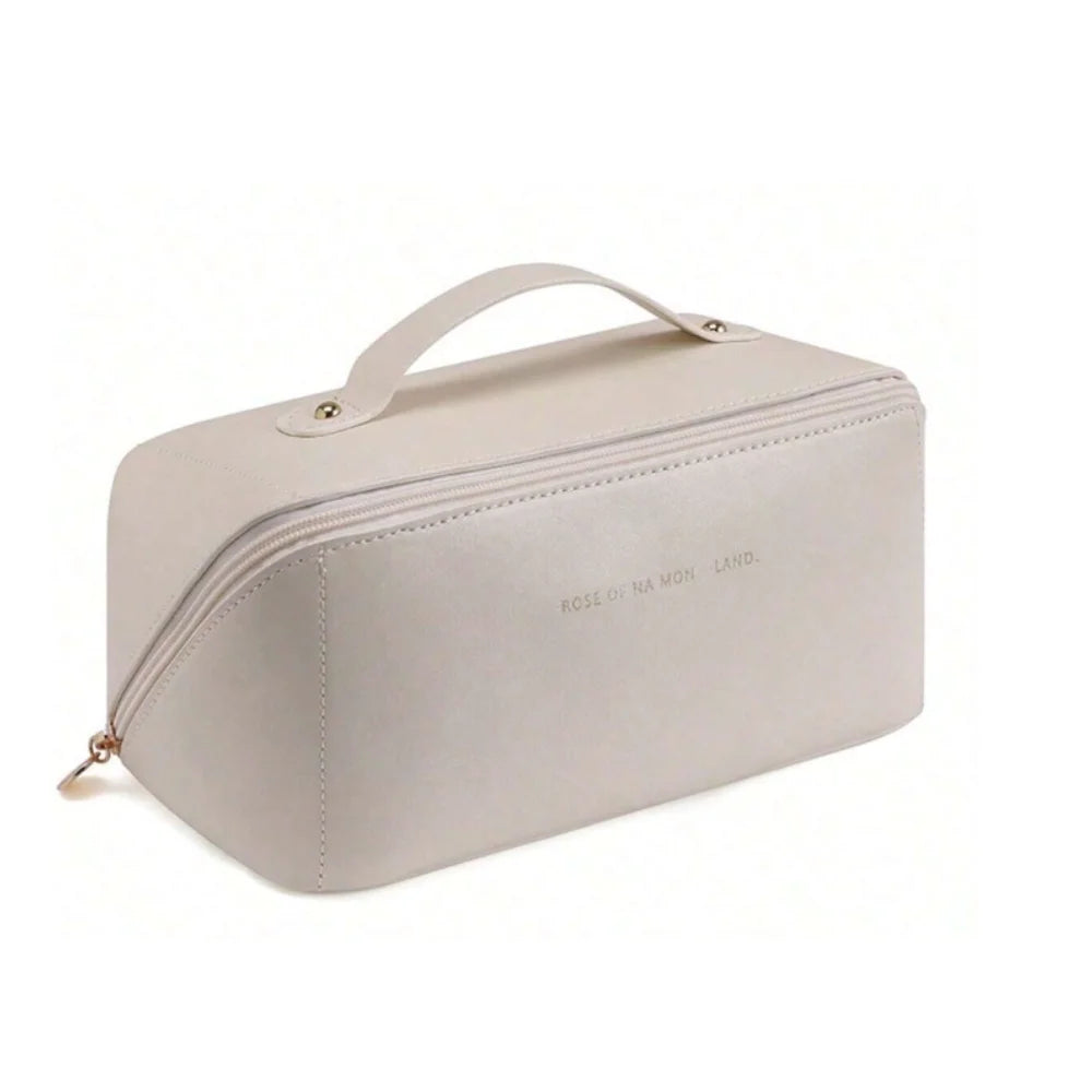 Women's Necessaire Bag for Makeup and Cosmetics Leather Large Capacity Portable Travel Bag