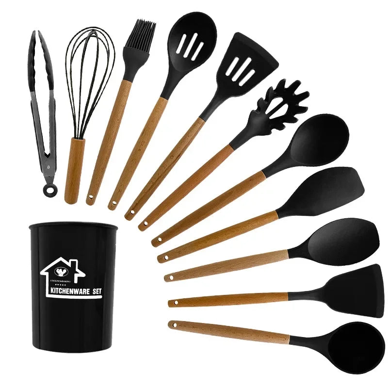 12 Pçs / set Utensílios de Cozinha de Silicone