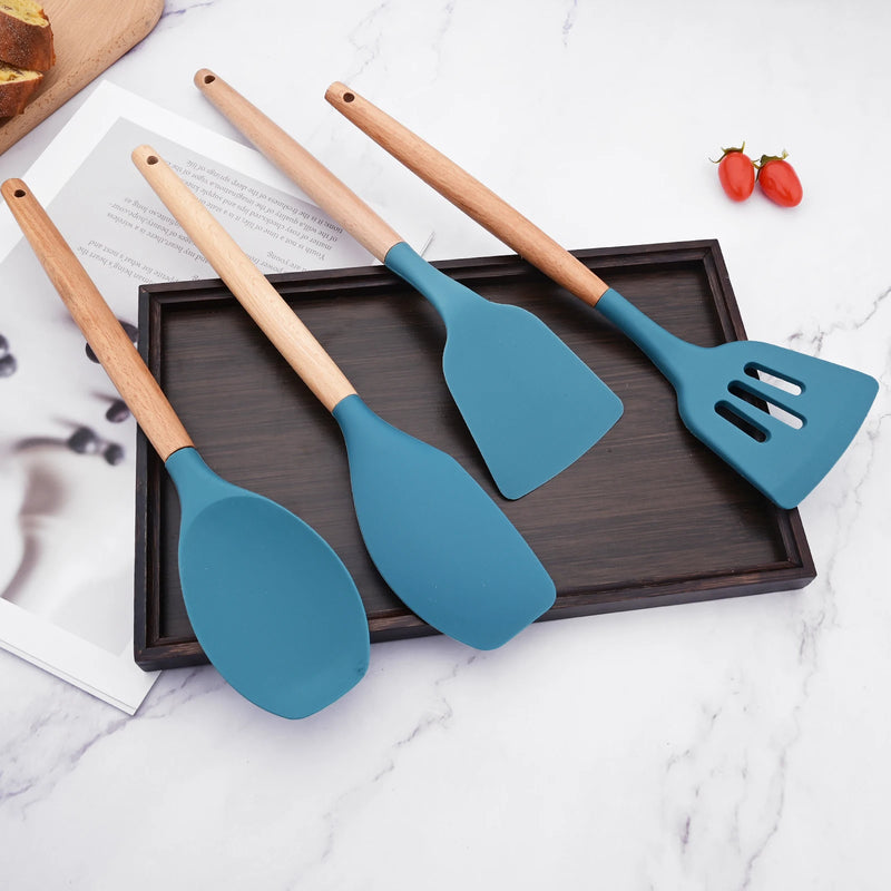 12 Pçs / set Utensílios de Cozinha de Silicone