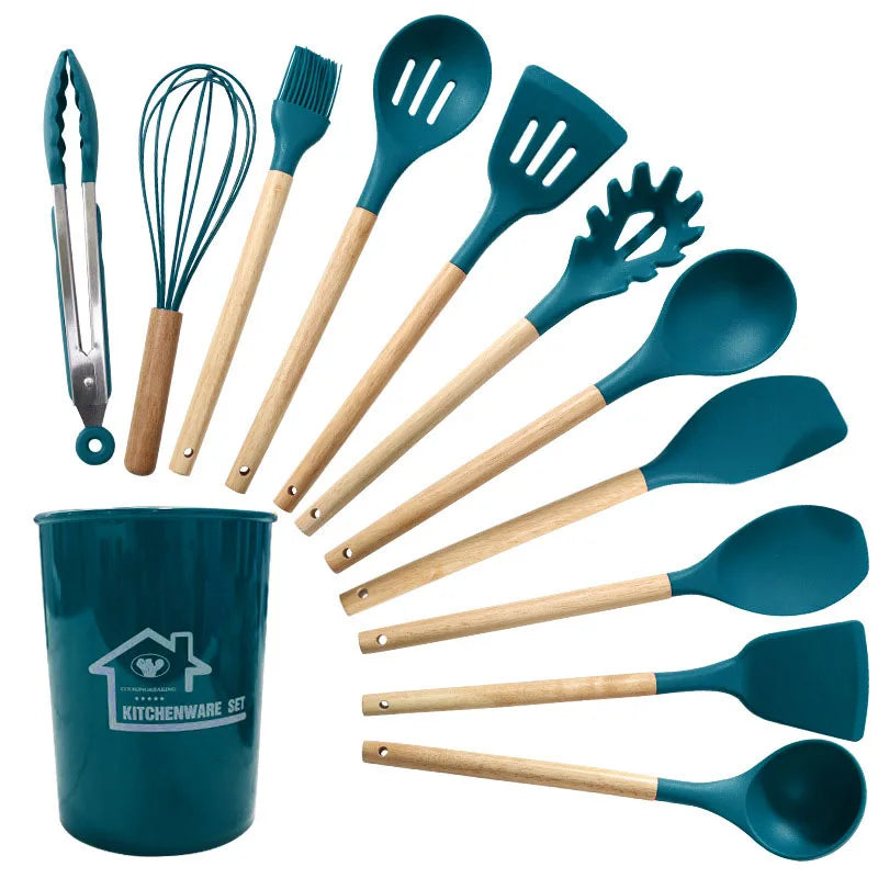 12 Pçs / set Utensílios de Cozinha de Silicone