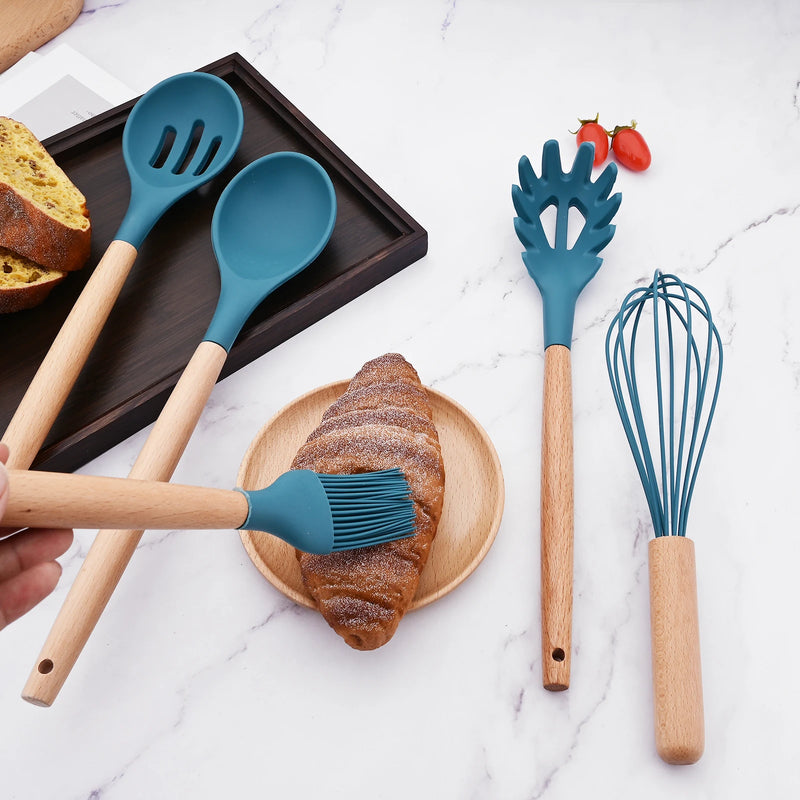 12 Pçs / set Utensílios de Cozinha de Silicone