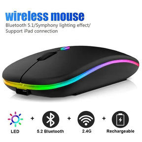 Mouse sem fio RGB recarregável Bluetooth 3600DPI