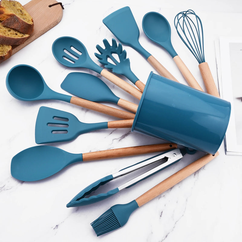 12 Pçs / set Utensílios de Cozinha de Silicone