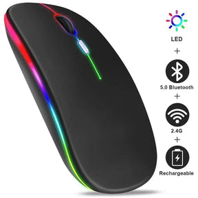 Mouse sem fio RGB recarregável Bluetooth 3600DPI
