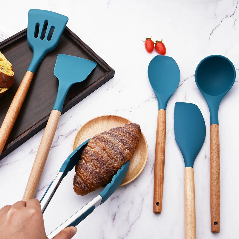 12 Pçs / set Utensílios de Cozinha de Silicone