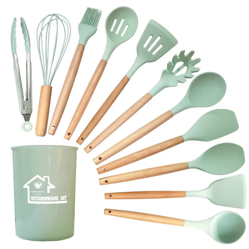 12 Pçs / set Utensílios de Cozinha de Silicone