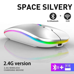 Mouse sem fio RGB recarregável Bluetooth 3600DPI
