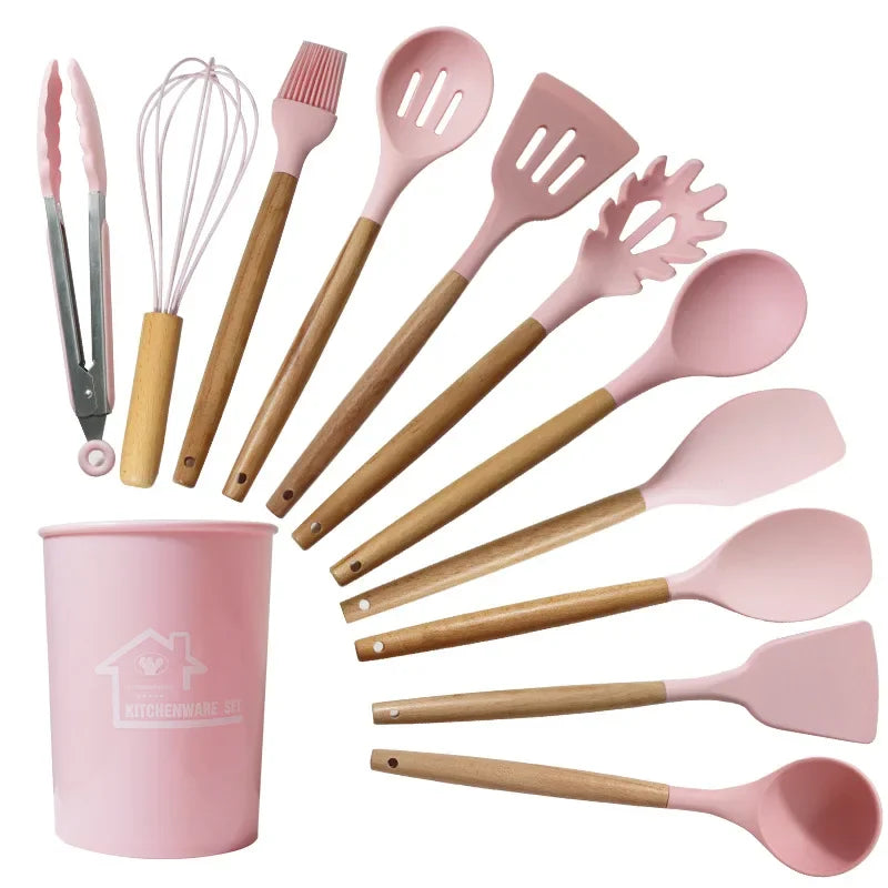 12 Pçs / set Utensílios de Cozinha de Silicone