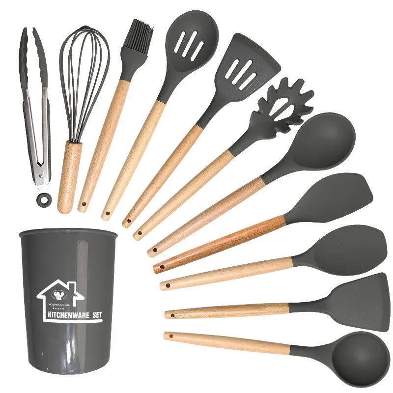 12 Pçs / set Utensílios de Cozinha de Silicone